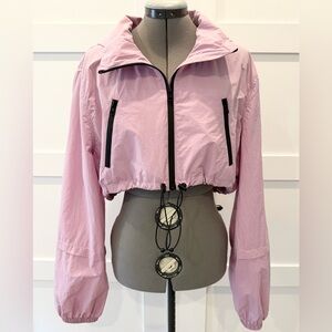 Zara Lilac Cropped Nylon Windbreaker with Black Details Size XXL
